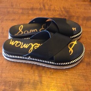 Sam Edelman Black Wedge Slides Sz 6